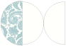 Paisley Blue Round Gate Fold Invitation Style D (5 3/4 Diameter) - 10/Pk