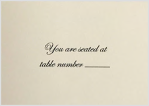 Raised Printed Place Card 2 1/2 x 3 1/2 (Script Font) on Crest Natural White with Envelopes - 25/Pk