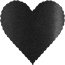 Black Silk Scallop Heart Card 4 Inch - 25/Pk