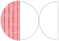 Oblique Red Round Gate Fold Invitation Style D (5 3/4 Diameter)